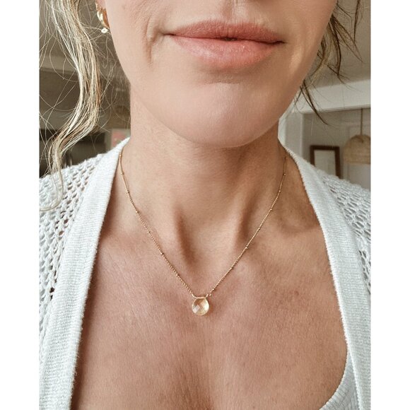 Citrine Pendant Necklace Gorgeous Everyday Necklace Waterproof Non-Tarnish Gold - Picture 12 of 12